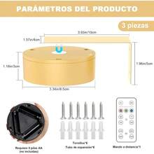 Lampara para Cuadros con Mando, 3 Pzas Luz de Pintura Regulable Exhibicin de Arte, Lmpara de Pared Alimentada Por Batera para Marcos de Arte y Decoracin de Paredes de oro, 3 Colores - ansiedad + RGB - Ver 4