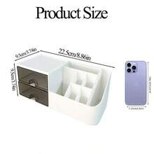 1pc Cosmetic Organizer With Drawer - Desk Storage Box, Large Capacity Drawer Organizer, Makeup Organizer, Desktop Storage Rack, Storage Aid, Back-To-School Season, School Supplies, Girl's Gift,Back To School - Multicolor - View 8