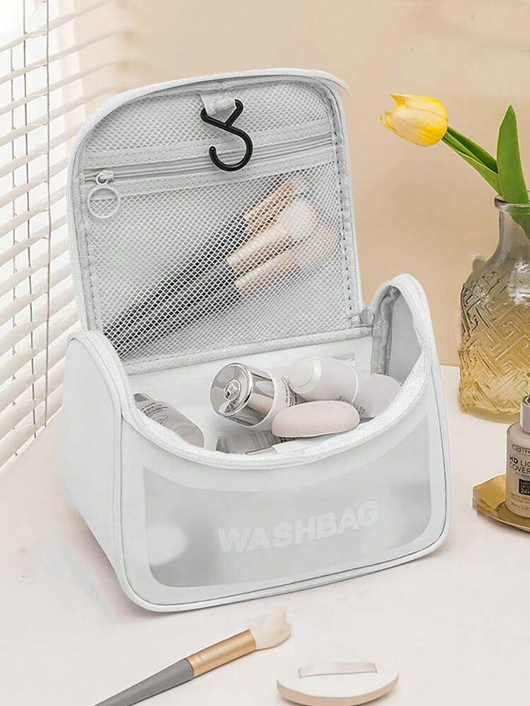白色便携式旅行洗漱包，透明防水化妆包，化妆品收纳袋，邮轮必备洗漱包，适合女孩、女士、学生、妈妈的旅行洗漱包，沙滩包，沙滩配件，暑假必备，返校用品 - 彩色 - 查看 4