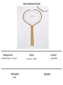 1 件优雅婚礼季节闪亮简约圆形流苏可调节长项链，新娘配饰礼物 - 金黃色 - 查看 9