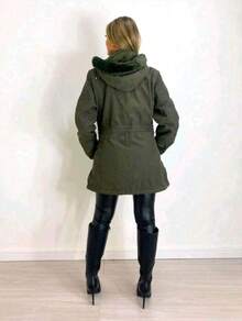 Women's Lined Twill Parka - Green - View 3