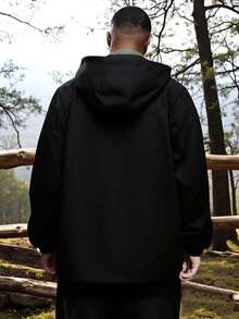 (Early Spring/Summer Release) New Men's Fashion Casual Plus Size Hooded Zip-Up Jacket Black Sports - Black - View 2