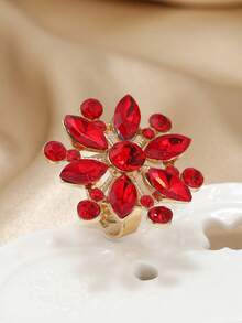 1枚时尚花朵几何开口戒指，适合女士日常及居家佩戴 - 彩色 - 查看 6