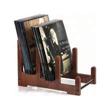 1pc Wooden Record Stand, Vinyl Record Storage, Can Hold 60 Vinyl Records Display Rack, Wooden Album Storage For Vinyl Records, Magazines, Files - Multicolor - View 8
