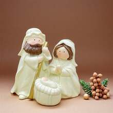 Nativity Scene Figurine Resin Baby Jesus Statue Christian Desktop Decorations For Farmhouse Home Office