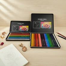 Conjunto de 12/24 lápices de color en caja de regalo de metal, herramientas de dibujo profesionales para estudiantes de arte e ilustradores, suministros de arte premium para proyectos de diseño creativo - Conjuntos - Ver 9