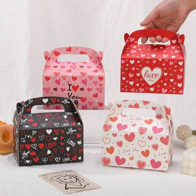 Hộp quà Valentine 12 chiếc, hộp giấy đựng kẹo hình trái tim màu đỏ/hồng/đen, thích hợp làm quà tặng Valentine, đám cưới, tiệc tùng cho cả nam và nữ.