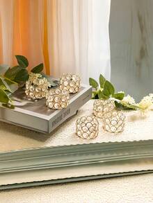 12pcs Crystal Expressing Candle Holders, Elegant Candle Boxes Decorated With Gold, Center Decoration Boxes For Weddings, Home Parties (Candles Not Included)