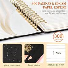 Libretas Pasta Dura, 300 Pginas con 5 Separadores Extrables de PVC y Bolgrafo Metlico, Espiral, Cuadernos Pasta Dura, para Apuntes de Trabajo, Hogar y Material Escolar Negro - Negro - Ver 5