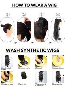 20 Inch Long Deep Wave Hair Thermal Fiber Synthetic Ponytail Hair Extension, Claw Clip Design, Suitable For Daily Wear - Multicolor - View 9