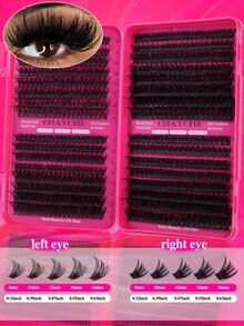 640/200pcs Cluster False Eyelashes Set, High Density 10D-100D, 10-16mm Mixed DIY Lash Clusters, Super Dense, Natural Look, Ultra Soft, Reusable, Suitable For Daily Life, Travel, Wedding, Date, Party, Music Festival And Christmas - Rose Red - View 4