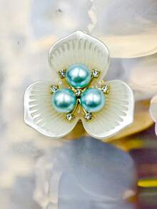 European & American Fashionable Camellia ABS Plastic Button Covers, Versatile Elegant Faux Pearl Flower Design Shirt & Cuff Buttons