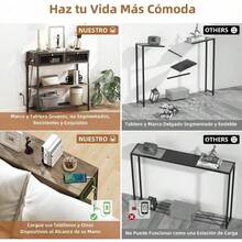 FurnitureR Mesa Consola con Toorrientes y Puertos USB 3 Niveles Alenamiento Mesa Sofá Angosta Barra Café Soporte TV Alto para Sala sofá Pasillo y vestíbulo Café y Negro - Multicolor - Ver 8