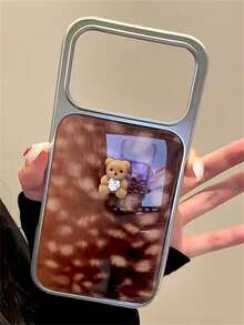 Luxury Autumn And Winter Leopard Print Little Bear Silvery Plating Frame Phone Case Compatible With IPhone 17 16 15 14 13 Pro Max Shockproof Back Cover Gifts - Leopard Print Bear - View 4