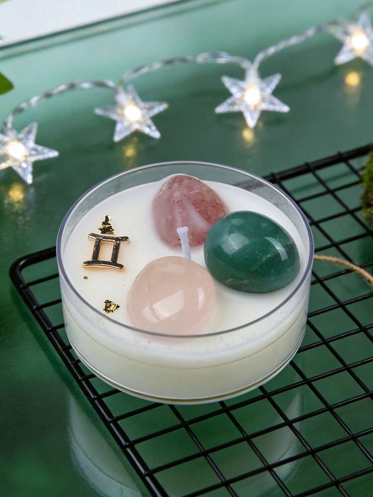 1 pieza Vela aromática de cristal con tema de los 12 signos del zodíaco, de cera de soja natural con aroma a lavanda, decorativa, adecuada para fiestas y regalos - Multicolor - Añade 16