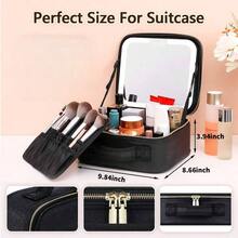 1pc Travel Makeup Bag With Mirror & Full Makeup Brush Set, Large Capacity Cosmetic Storage Box, Portable Makeup Bag With LED Light Mirror, Makeup Light, LED Light, Night Light, Lighting, Travel Organizer Accessories, Makeup Bag, Large Capacity Cosmetic Organizer,Makeup Bag,Travel Essential - Multicolor - View 5