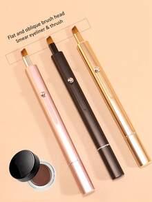 Double End Eye Detail Brush, Eyeliner Brush, Eye Shadow Brush, Eyebrow Brush Metal Double End Retractable With Dust Cover Portable Storage Multi-Function Makeup Tool