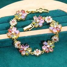 1入華麗多彩立方氧化鋯鑲嵌手鐲，女士珠寶禮品