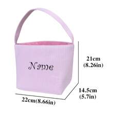 [Monogram Custom] Personalized Easter Tote Bag | Easter Seersucker | Custom Name Gift Bag, Gift Bags That Can Be Customized With The Easter Bunny's Name, Children's Egg Hunt Gift Bags, Easter Baskets, Easter Gift Bags, - Multicolor - View 5