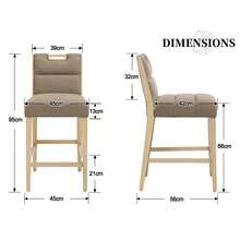 Chairus Bar Stools Set Of 2 Kitchen Counter Stool In Chenille Upholstered Breakfast Bar Chairs With Wooden Legs - 卡其色 - 查看 2