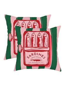 1/2/4 Piezas Funda de Cojín Decorativa con Diseño Minimalista de Pescado Arenque de Colores, Adecuada para Sala de Estar, Dormitorio, Sofá, Decoración de Cama, Lavable a Máquina (45x45 cm), Decoración de Otoño, Decoración de Habitación - Multicolor - Ver 9