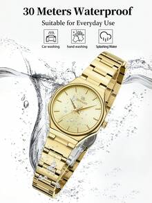 REWARD Women's Quartz Watch, Luxury & Fashion, Stainless Steel Strap, Waterproof, With Watch Box, Elegant & Versatile, Suitable For Business & Casual, Retro Rectangular Watch - Gold - View 6