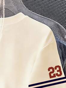 Tween Girl Letter Graphic Print Round Neck Casual T-Shirt - Apricot - View 6