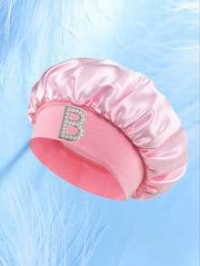 1pc Toddler/Kids 26 Letters Smooth Satin Sleep Cap, Fashionable & Comfortable, Breathable Anti-Slip, Daily Hair Care Hat - Pink - View 6