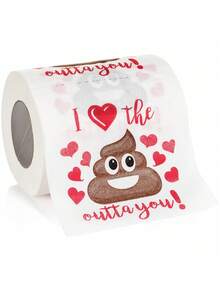 Romantic & Funny Toilet Paper - Novelty Gag Gift For Valentine's Day Or Anniversary, Printed With "I Love You!" And Funny Poop - Cute Bathroom Decor Gift And Party Supplies, Valentine's Day Gift (For Him/Her), Adult Gag Gift (For Men/Women, Boyfriend, Girlfriend)