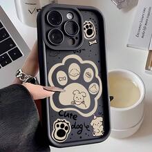 Funda para móvil: Creativo de patita de perro y cachorro en versión Q, animal mascota para for  11,12,13,14,15,16,MINI,PLUS,PRO,PROMAX,16E,X,XS,XR,XSMAX - Negro - Ver 1