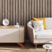Adhesive Wallpaper With Ribbed Design, Aged Wood Pattern, Medium Strips - Multicolored 25 - View 5