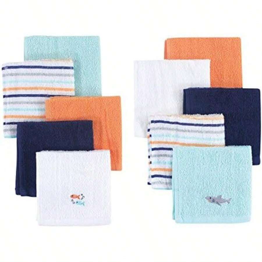 Hudson Baby - Paños unisex de algodón súper suave, ancla, talla única(Tiburón Una talla) - Multicolor - Ver 1