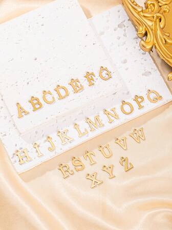 10pcs/26pcs Minimalist Style Stainless Steel A-Z Letter Pendant, DIY For Bracelet, Necklace, Bag, Phone Chain, Keychain Accessories