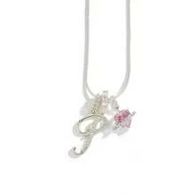 1pc Customized Dainty Luxurious Cream-Inspired Hypoallergenic Pink Heart & Floral 26 English Letter Necklace, Family, Friends, Couples, Valentine's Day, Party, Proposal, Jewelry Gift For Her - White - View 16