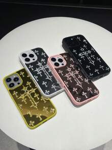 1 Peça Capa de Telefone 2 em 1 Resistente a Choques com Espelho Incrustado de Pedras Rhinestone, Sensação de Pele de Spray Rosa, Compatível com iPhone 14 Pro Max/17 Pro Max/15 Pro Max - Rosa chiclete - Visão 6