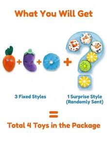 Puppy Keep 4pcs/Set Cute Vegetable & Donut Plush Squeaky Toys Puppy Keep Puppy Keep Free Gift