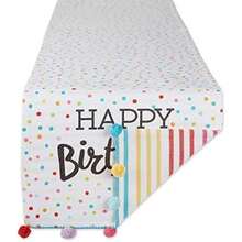 DII Happy Birthday Confetti Collection, Juego de paños de Cocina(Reversible Table Runner, 14x72" Feliz cumpleaños) - Multicolor - Ver 1