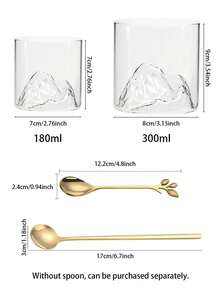 1个山形威士忌酒杯（不含勺子），岩石杯，古典杯，鸡尾酒杯，波本威士忌杯，独特设计，厚底，时尚酒具，适合家庭酒吧，生日礼物，父亲节礼物，送给男士、丈夫、男友 - 彩色 - 查看 2