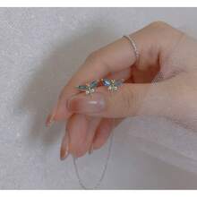 1 Pair Spring/Summer New Insect-Inspired Sparkling Rhinestone Dragonfly Stud Earrings, Delicate Female Gift - 1 對 - 查看 7