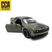 1:44 Dodge Challenger Alloy Car - Military Green/Silver Blue, Alloy Body, Openable Side Doors, Rear-Wheel Drive Function, Detailed Craftsmanship Realistic Reproduction, Toy For Boys And Girls, Model Car Collectors, High-End Gift, Halloween, Christmas, Birthday Gift, Desktop Decor - Multicolor - View 7
