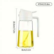 2-In-1 Glass Oil Dispenser And Sprayer - 1 Pack Round Shape - PVC Free - Machine Washable - Ideal For Cooking, Air Fryer, BBQ, Salad - Kitchen Oil Sprayer Bottle - Easy Grip Handle - Perfect For Cooking - Màu be - Xem 3