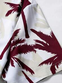 Áo sơ mi nam tay ngắn FEIAO kiểu dáng cổ điển retro, họa tiết in kỹ thuật số bất đối xứng, chất liệu nhẹ, thời trang, thoải mái, đa năng. - Màu Đỏ Sâu - Xem 5