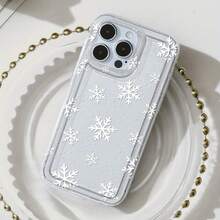 Funda para teléfono: Copo de Nieve de Invierno, Pura y Romántica, Diseño Artístico Único, Funda de Teléfono de TPU Transparente con Agarre Cómodo, Protege Eficazmente Tu Teléfono de Caídas e Impactos. Compatible con múltiples modelos de , incluyendo 17, 16, 16E - Estilo 1 (1 pieza) - Ver 1