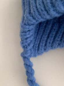 1pc Mixed Color Retro Textured Pom-Pom Earflap Knitted Fisherman Beanie Hat, Autumn/Winter Knitted Cap With Tie For Women, Thick Warm Knit Pom Pom Ski Hat - Fabric Label Pom-pom Knitted Hat - View 9