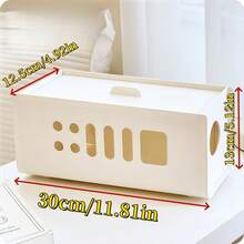 Caja de gestión de cables con tapa, organizador de escritorio multifuncional para almacenamiento de regletas, caja de almacenamiento de escritorio de plástico duradero para oficina y hogar, ocultador de cables a prueba de polvo para cables de cargadores, accesorio de espacio de trabajo elegante, regalo del Día de la Madre y del Padre - Multicolor - Ver 8