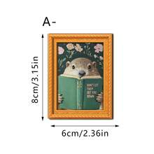 1/6 nam châm tủ lạnh kiểu cổ điển, thiết kế hình động vật đeo kính đọc sách ngộ nghĩnh, khung vàng, nhãn dán từ tính, thích hợp để trang trí bảng trắng nhà bếp, tủ văn phòng, làm quà tặng. - Nhiều màu - Xem 9