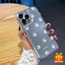 Funda Ultrafina a Prueba de Golpes y Resistente a las Manchas Nueva Funda Transparente para Teléfono con Huella de Pata Blanca, Adecuada para iPhone 16 15 14 13 12 11 XS XR X 7 8 12/13 Mini Plus Pro Max SE Cumpleaños/Día de San Valentín/Regalo para Novio/Novia Funda de Teléfono Minimalista y Premium - 1 pieza - Ver 2