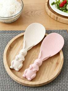 Rabbit Shaped Rice Spoon, Kitchen Shovel, Standing Cooking Tools, Rice Cooker Supplies,Flatware Serving Spoons Rice Servers, Cute Kitchen Non-Stick Rabbit Rice Paddle Spoon Tool, Pp Shape Standing Rice Spoon, Non-Stick, Stand-Up Rice Spoon, For Kitchen, Birthday Gift, New Year Gifts - Multicolor - View 7