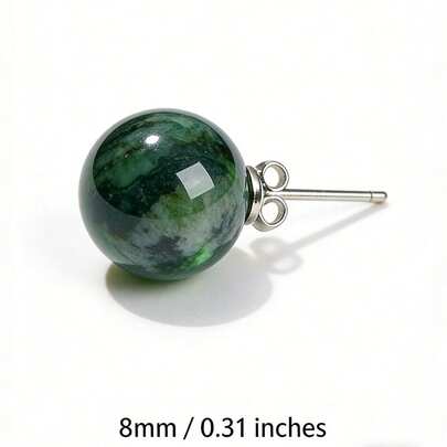 1 par de pendientes de plata de ley 925 con ágata verde irregular y redonda, joyería de diseñador elegante y sexy como regalo para mujeres jóvenes, lujo para vacaciones en pareja