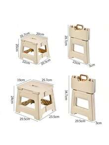 1 pieza Taburete plegable y plegable de plástico, taburete portátil retráctil y ajustable, silla de pesca al aire libre, taburete pequeño plegable de plástico para el hogar, silla de viaje portátil - Blanco - Ver 3